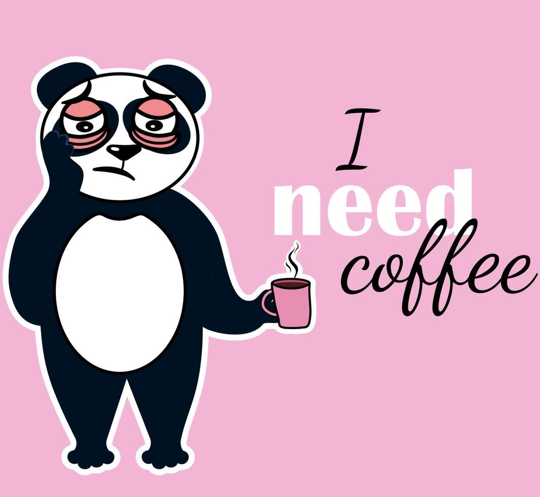 Panda holding coffee vector