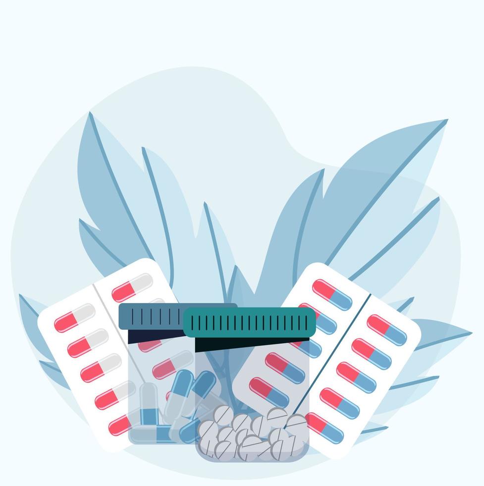 Pills on a white background. Flat style.Isolated vector