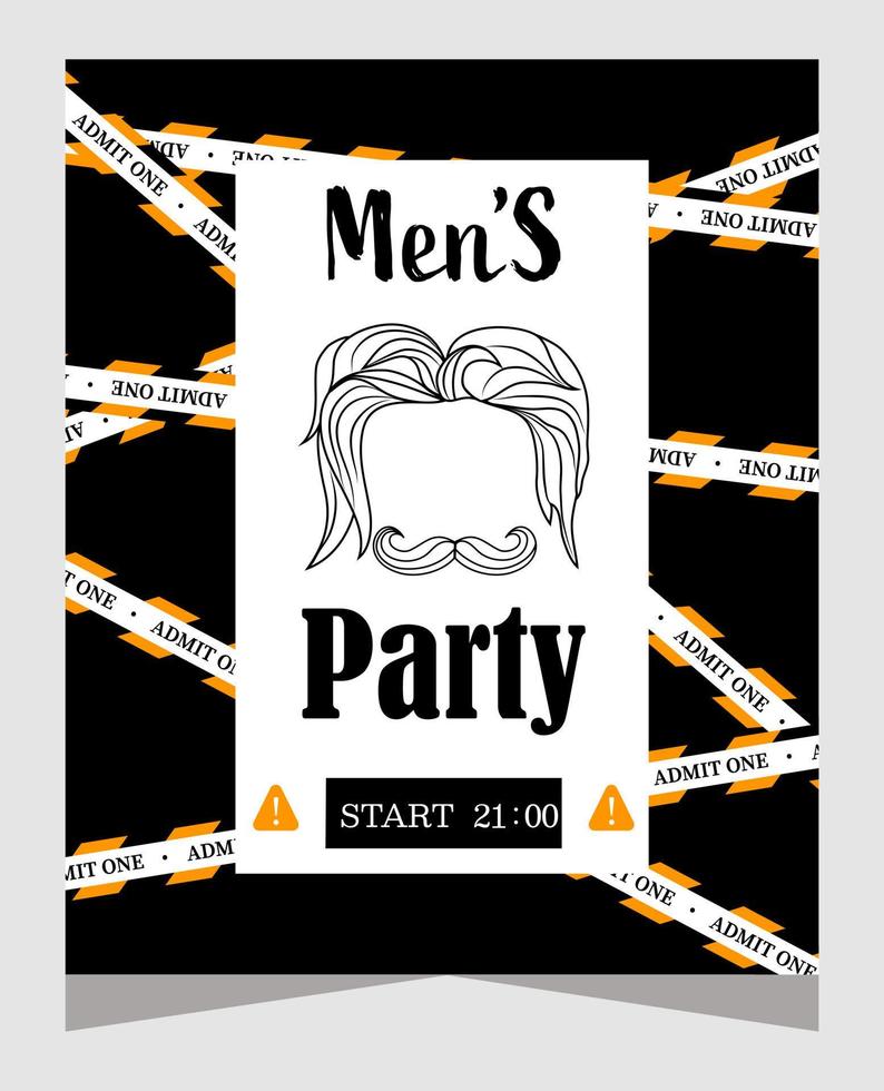 Men's party. Modern and minimalistic design. entry for men only. Vector stock illustration. isolated