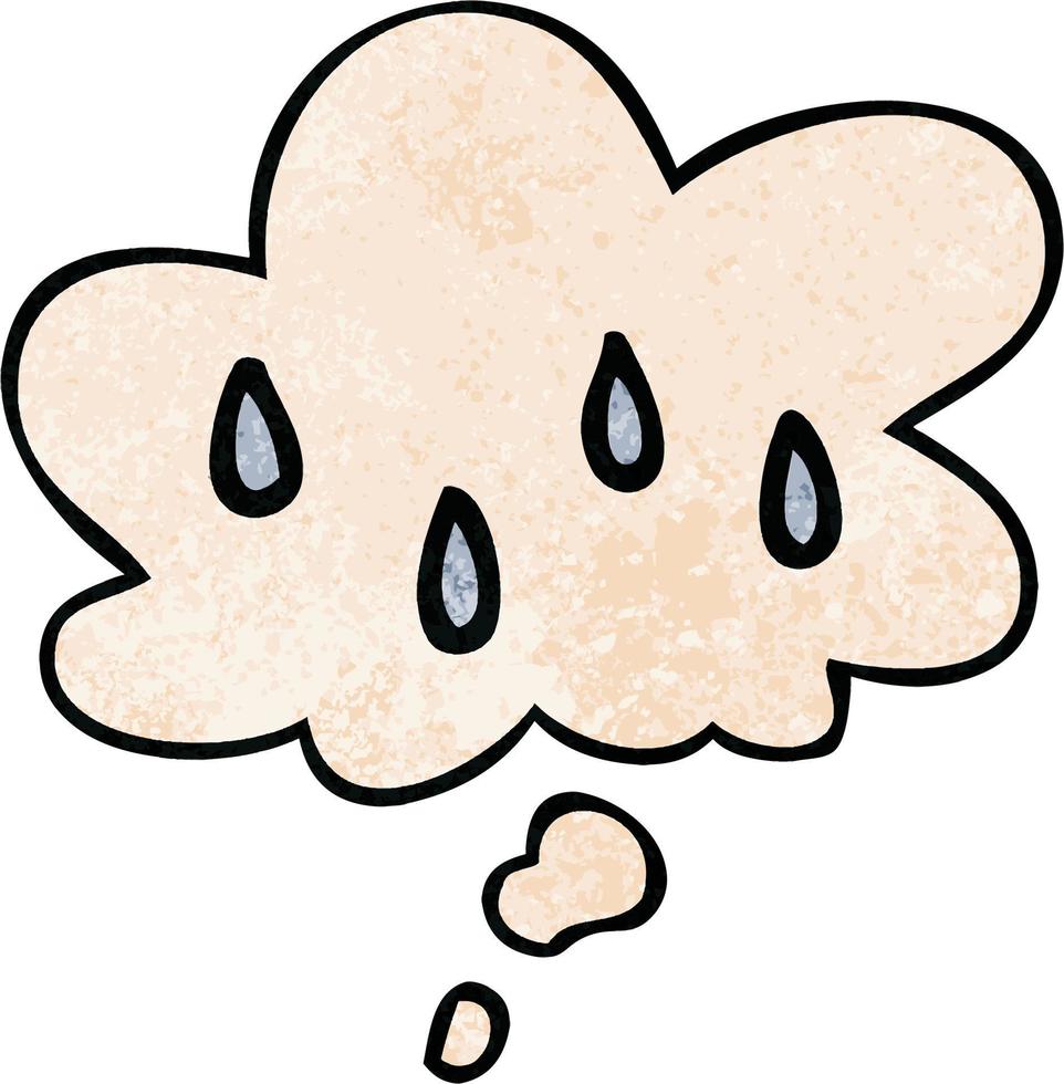 cartoon rain and thought bubble in grunge texture pattern style vector
