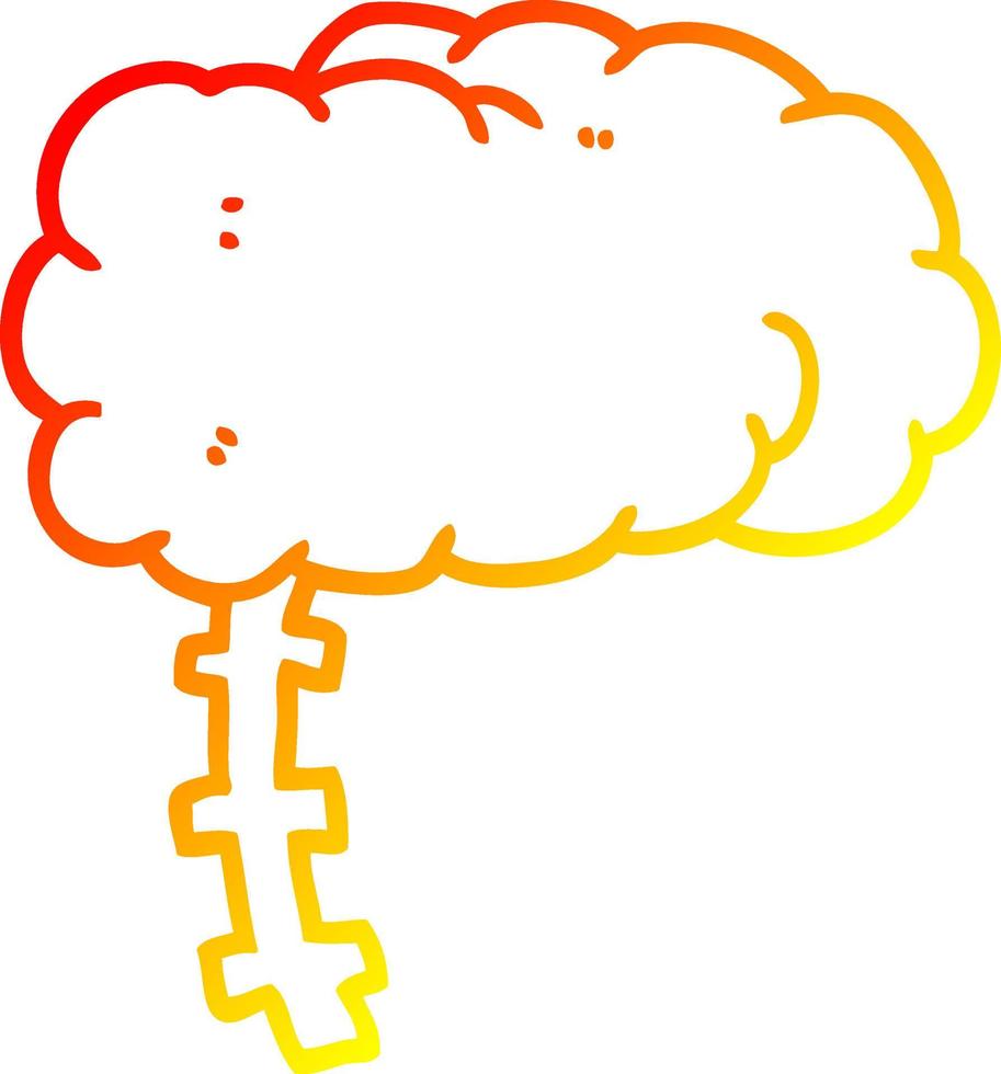warm gradient line drawing cartoon brain vector
