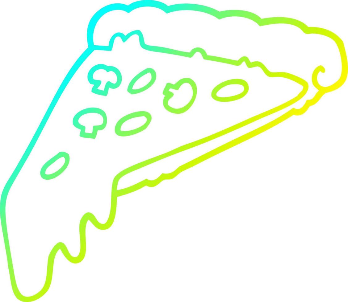cold gradient line drawing cartoon pizza slice vector