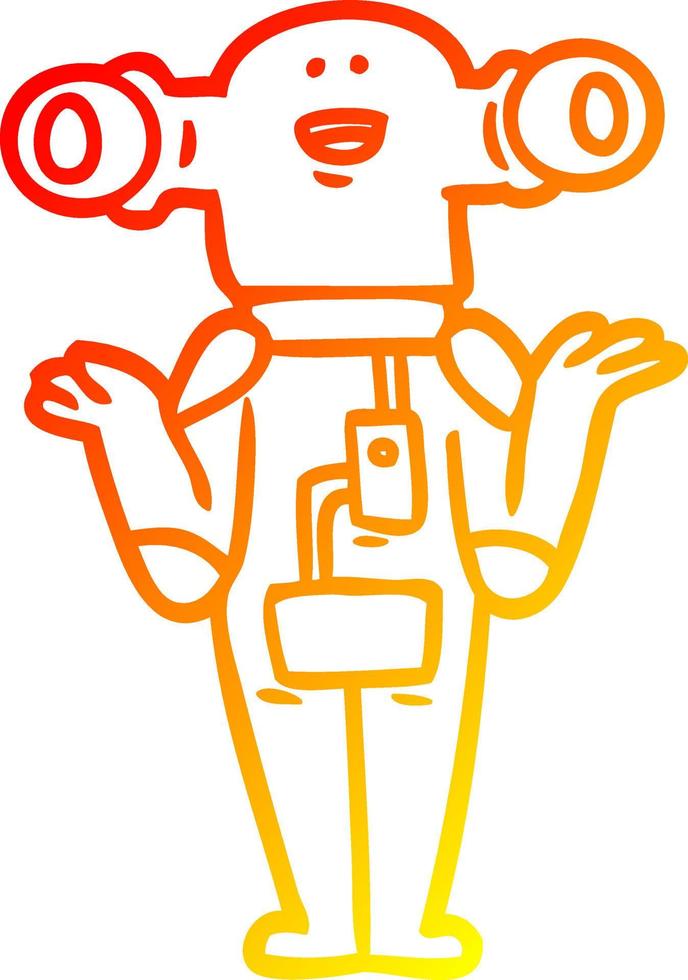 warm gradient line drawing friendly cartoon alien shrugging vector