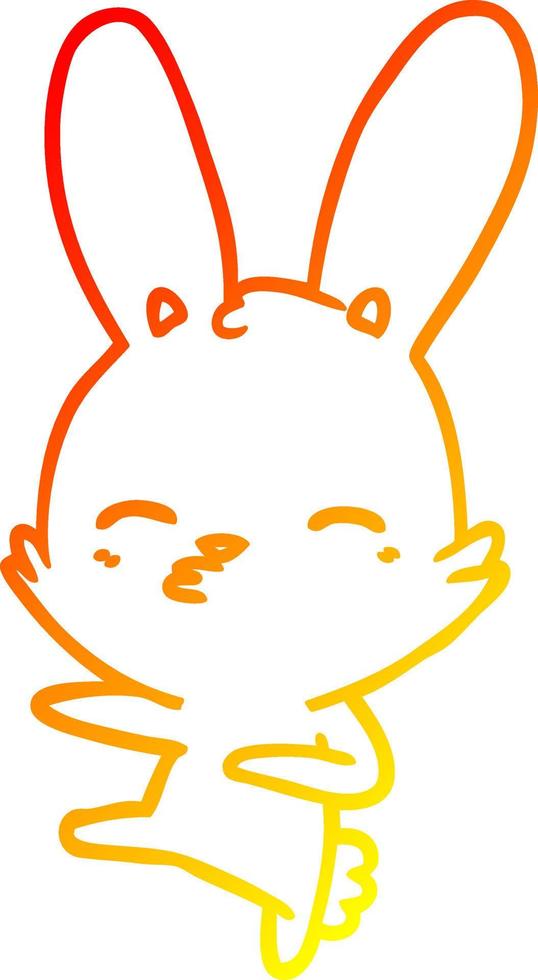 warm gradient line drawing curious bunny cartoon vector