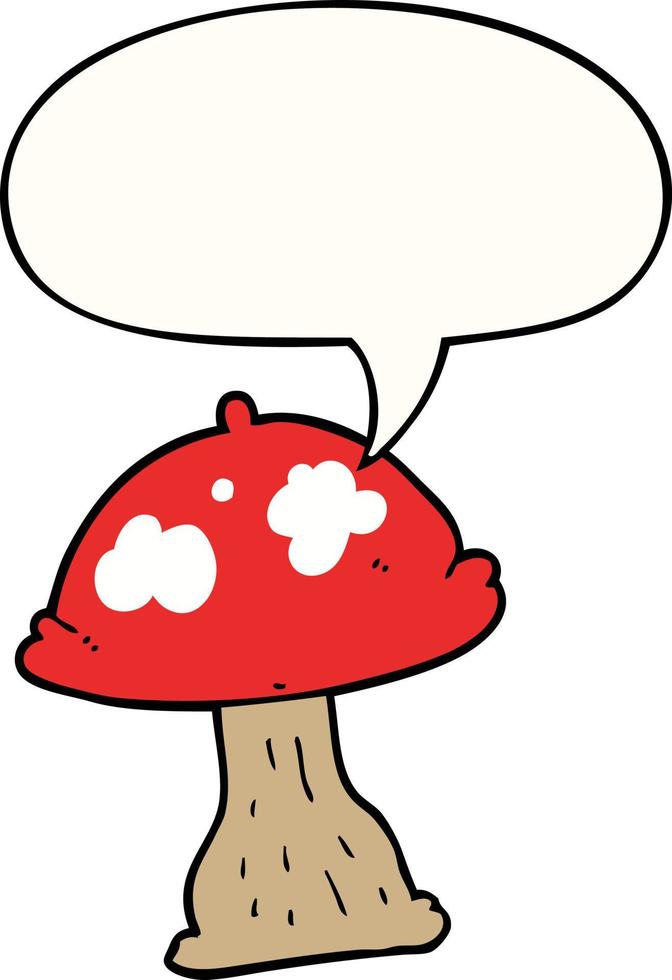 cartoon mushroom and speech bubble vector