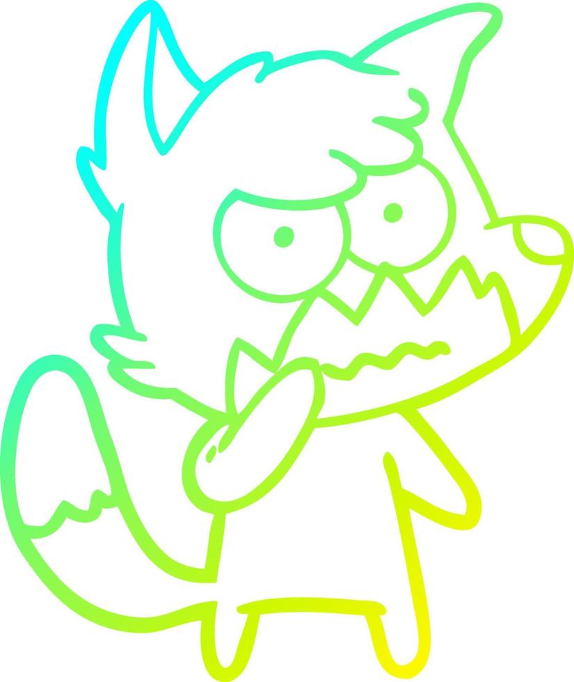 cold gradient line drawing cartoon annoyed fox vector