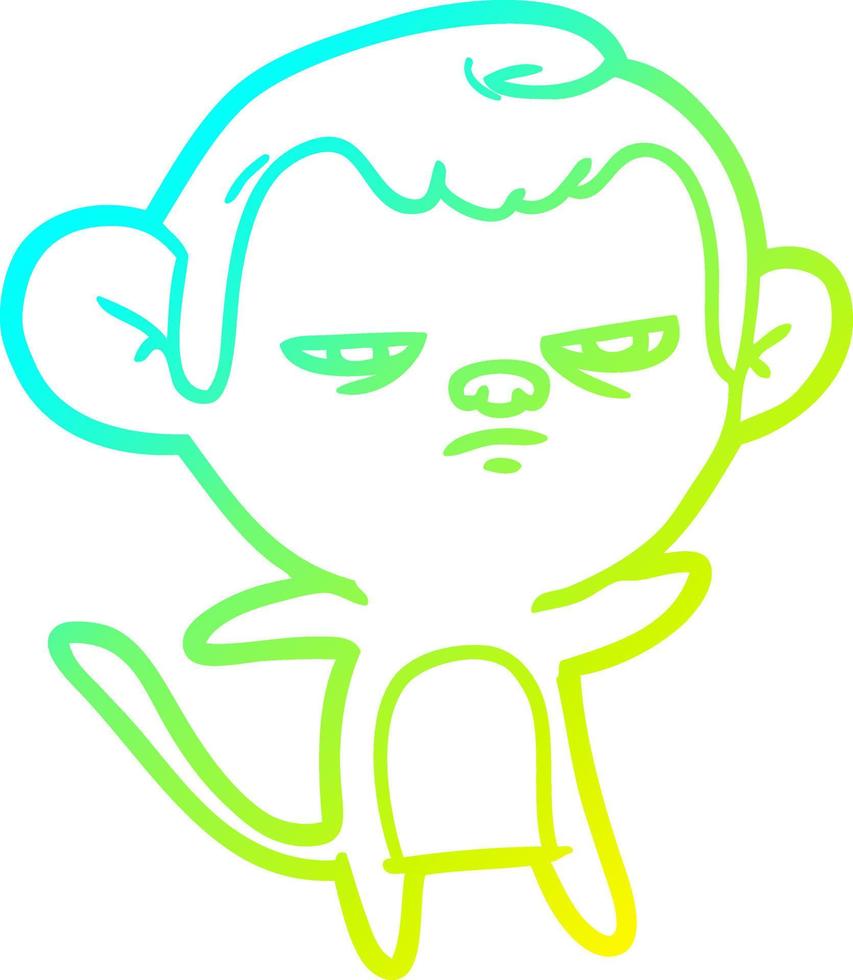 cold gradient line drawing cartoon monkey vector