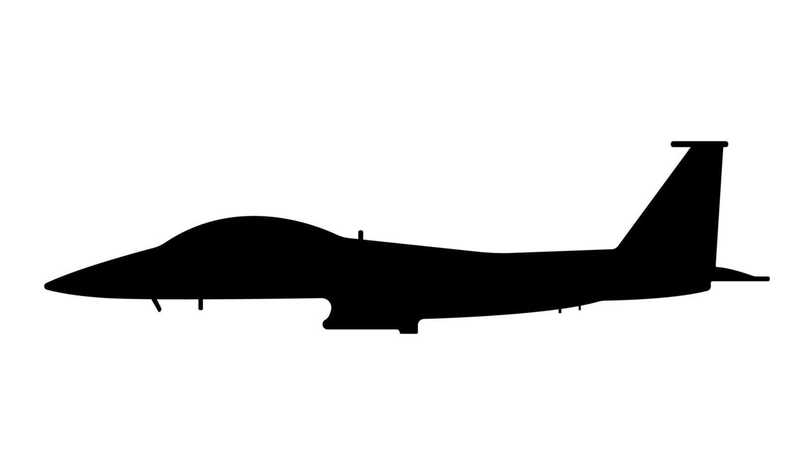Jet Fighter Aircraft Silhouette, Fighting Falcon Air Force Army Weapon Illustration. vector