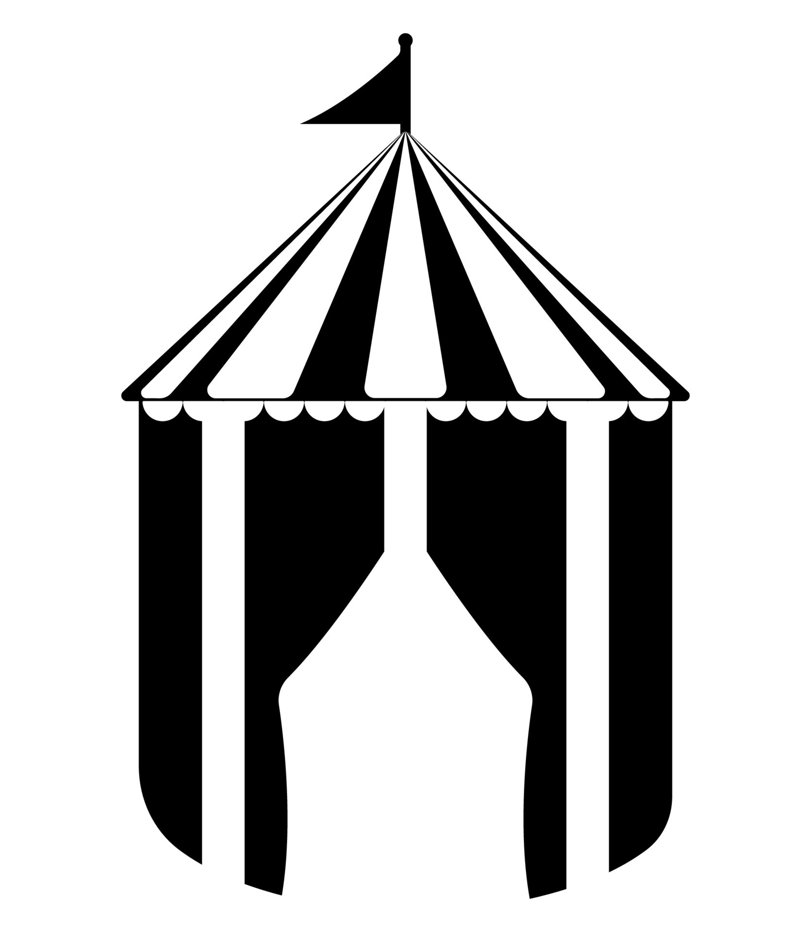 Circus Carnival Tent Icon, big top festival tent Silhouette
