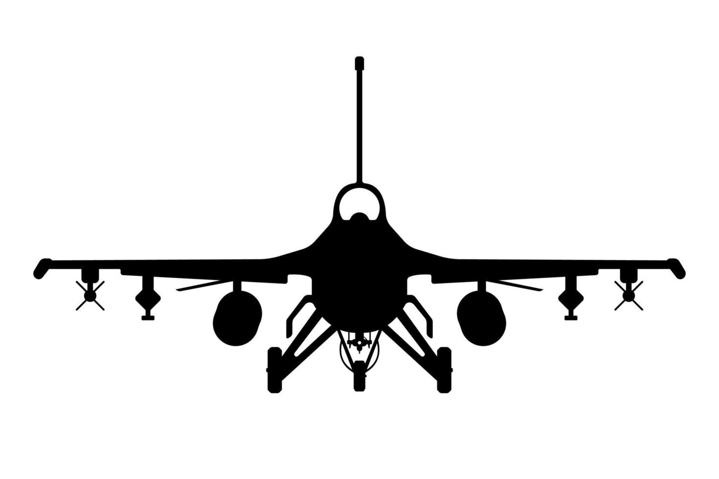 Air Force Fighting Falcon Silhouette, Aircraft Army Weapon Illustration. vector