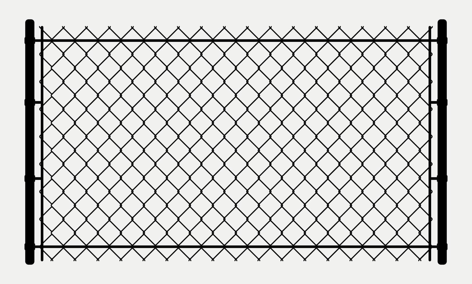 Stell Chain-Link Fence Silhouette, Metal door Entrance Illustration. vector