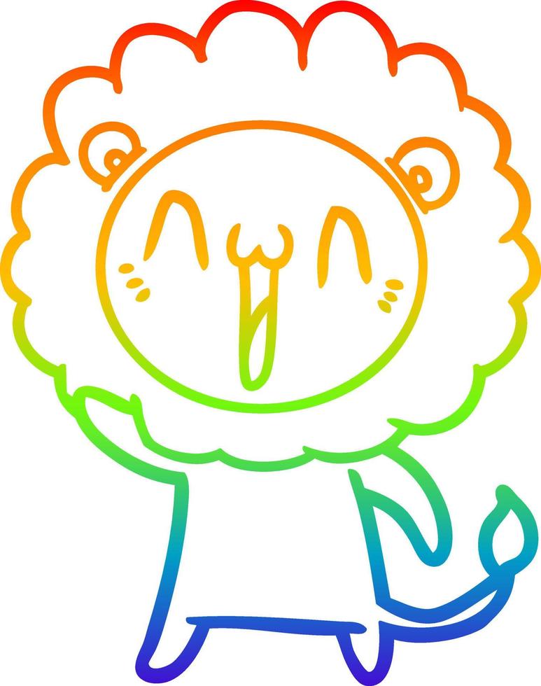 rainbow gradient line drawing happy cartoon lion vector