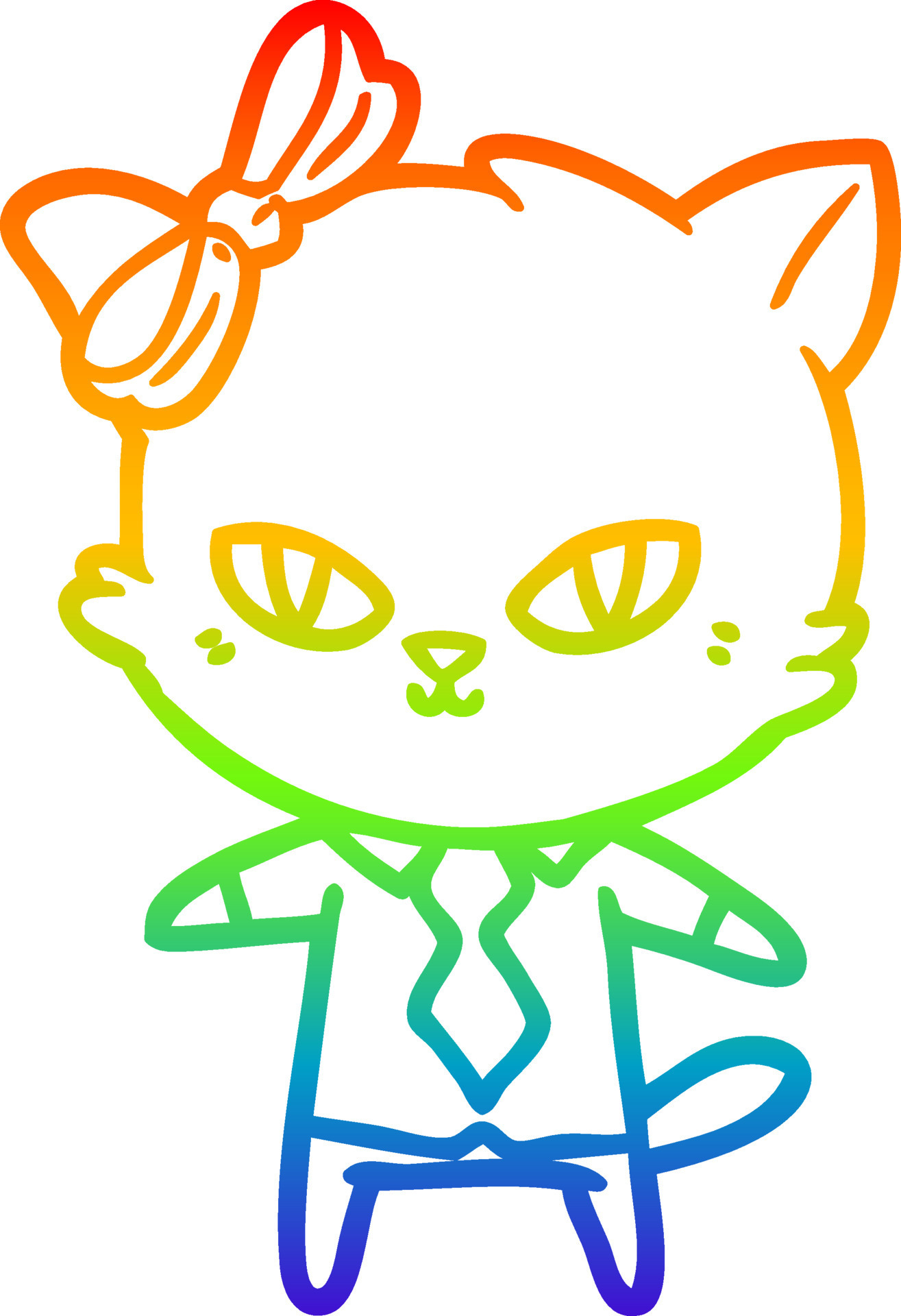 rainbow gradient line drawing cute cartoon cat boss 8877151 Vector Art at  Vecteezy
