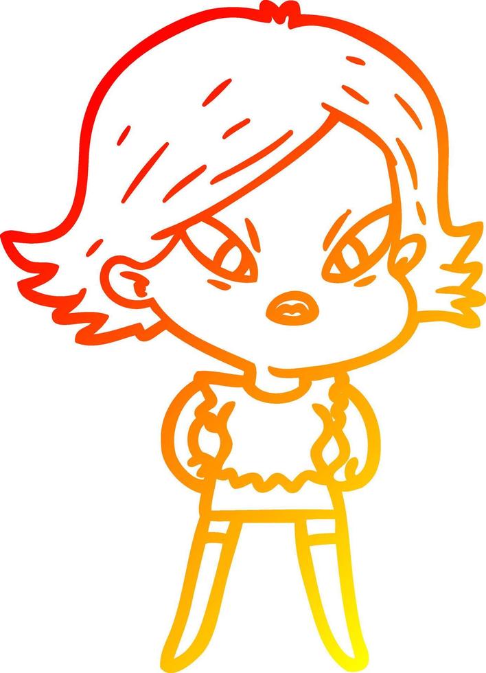 warm gradient line drawing cartoon stressed woman vector