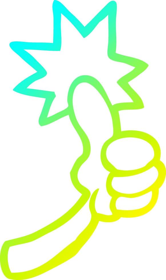 cold gradient line drawing cartoon thumbs up sign vector
