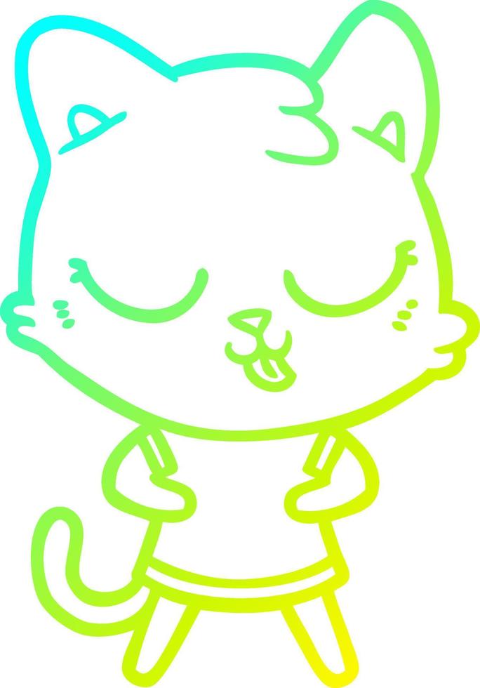cold gradient line drawing cartoon cat vector