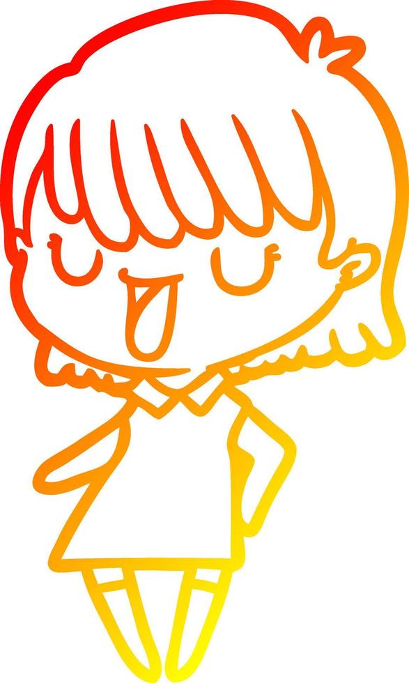 warm gradient line drawing cartoon woman vector