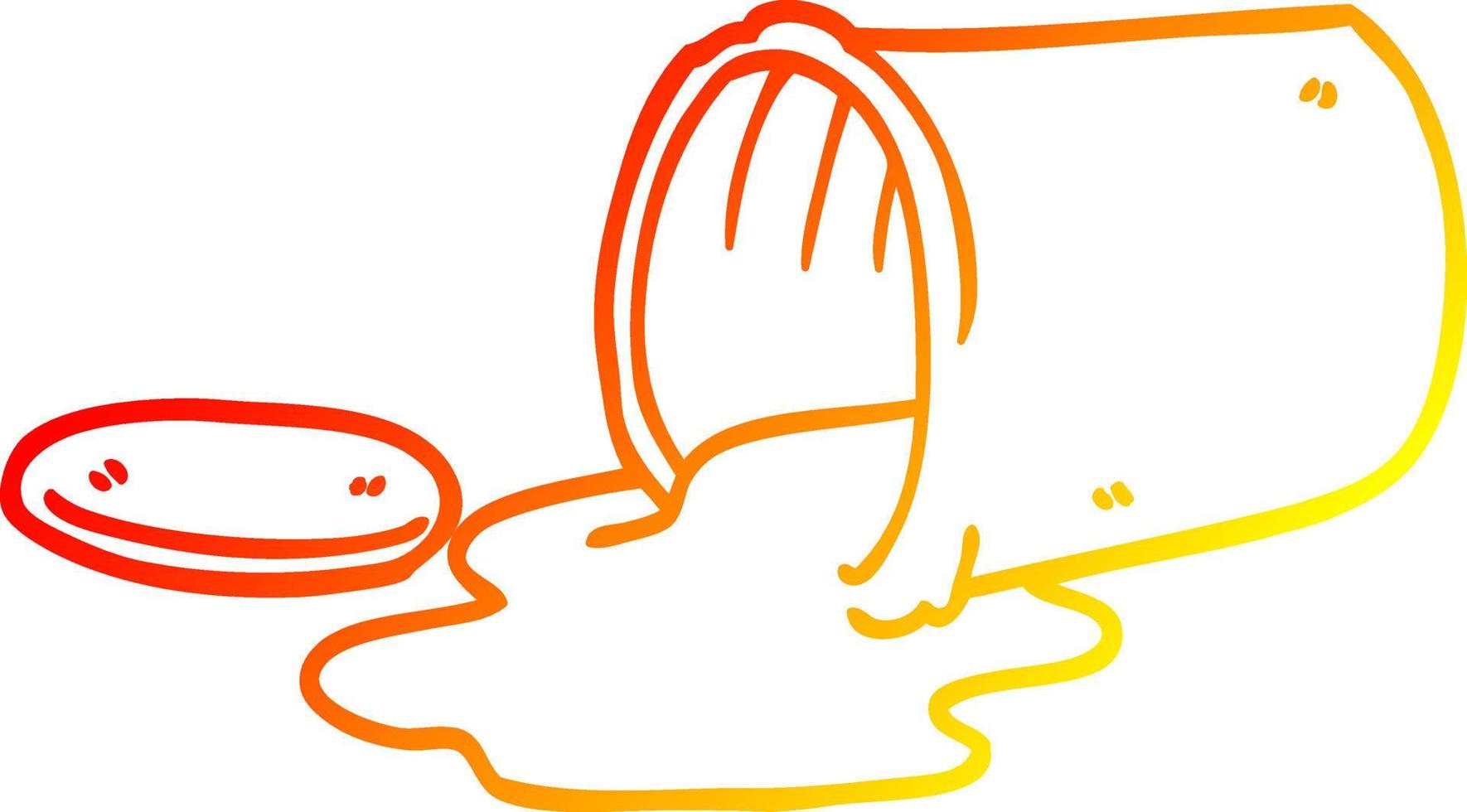 warm gradient line drawing cartoon of spilt food vector