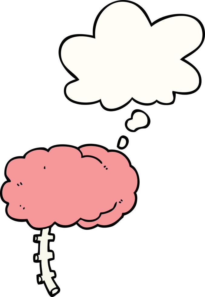 cartoon brain and thought bubble vector