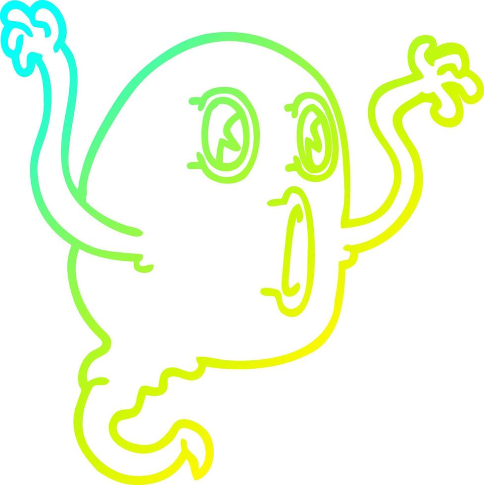 cold gradient line drawing cartoon ghost vector