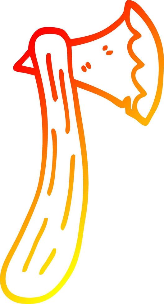 warm gradient line drawing cartoon axe vector