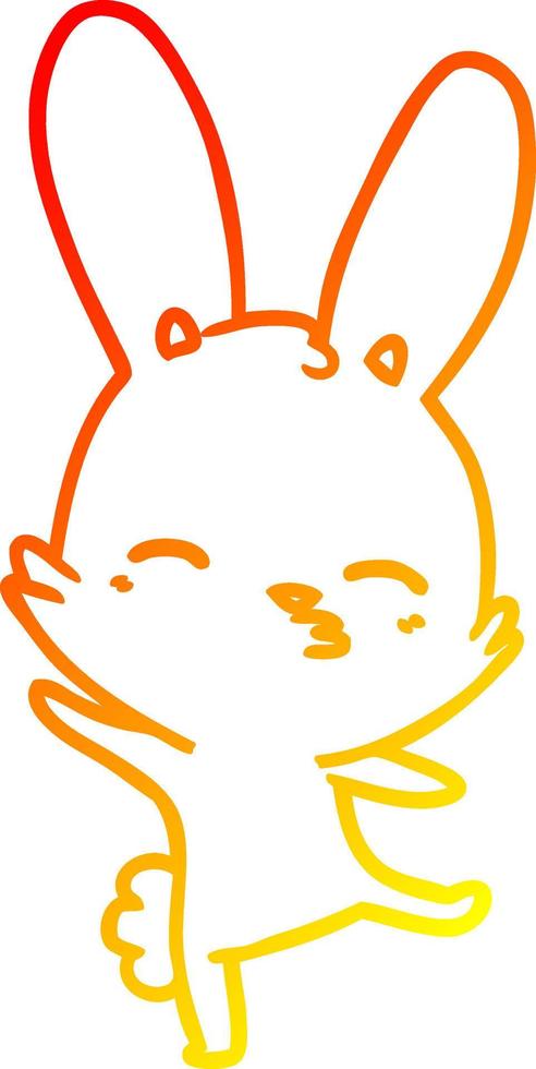 warm gradient line drawing curious bunny cartoon vector