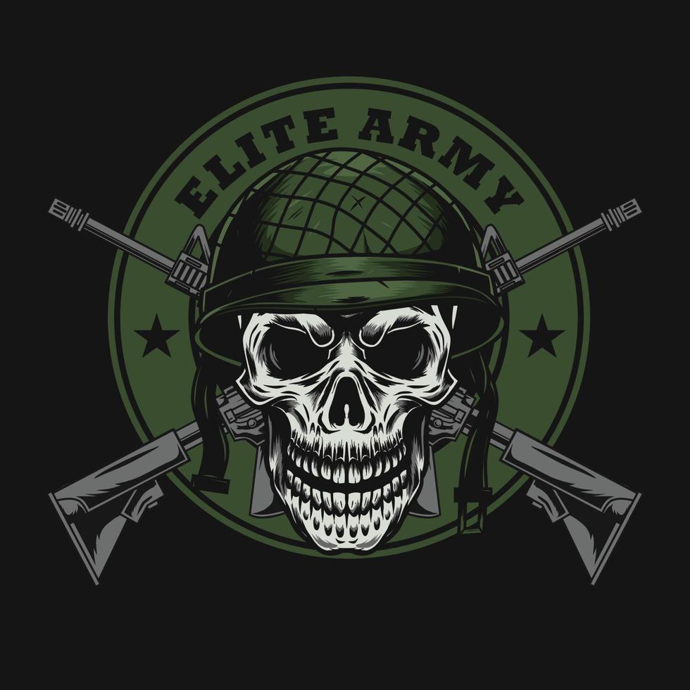 soldier skull with military helmet logo vector