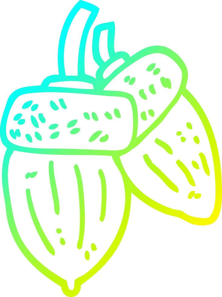 cold gradient line drawing cartoon acorn vector