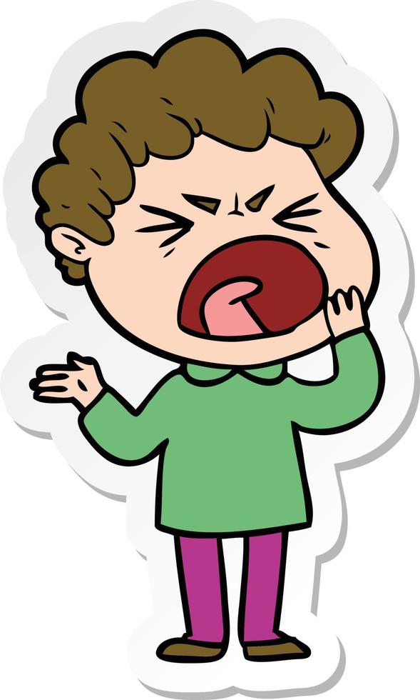 sticker of a cartoon furious man vector
