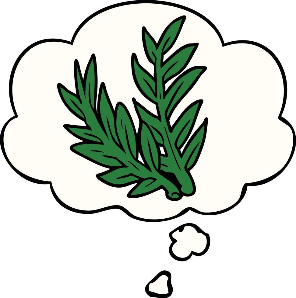 cartoon plant and thought bubble vector