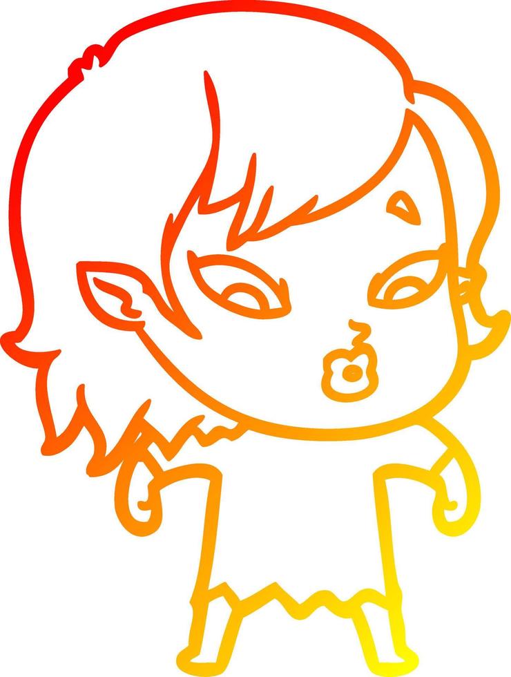 warm gradient line drawing cute cartoon vampire girl vector