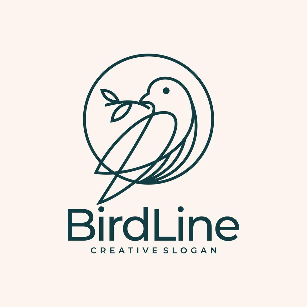 Bird Line Logo Design Vector Template