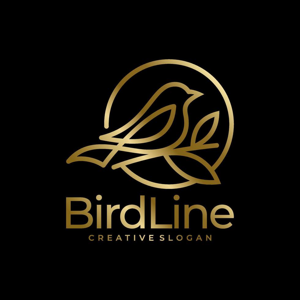 plantilla de vector de diseño de logotipo de línea de pájaro