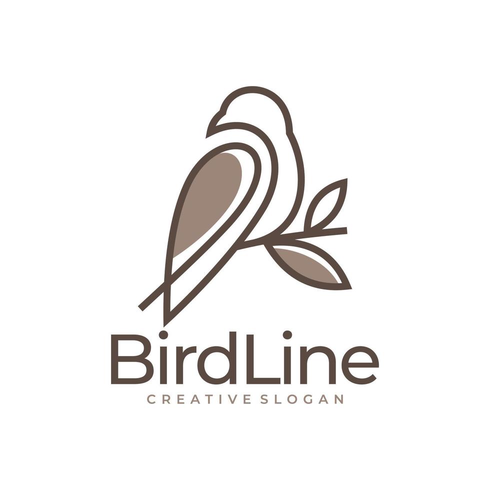 Bird Line Logo Design Vector Template