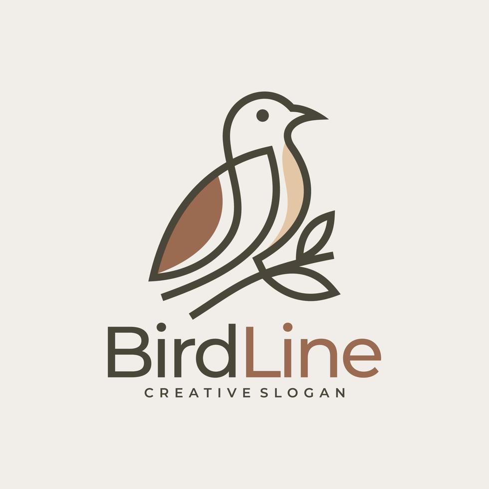 Bird Line Logo Design Vector Template