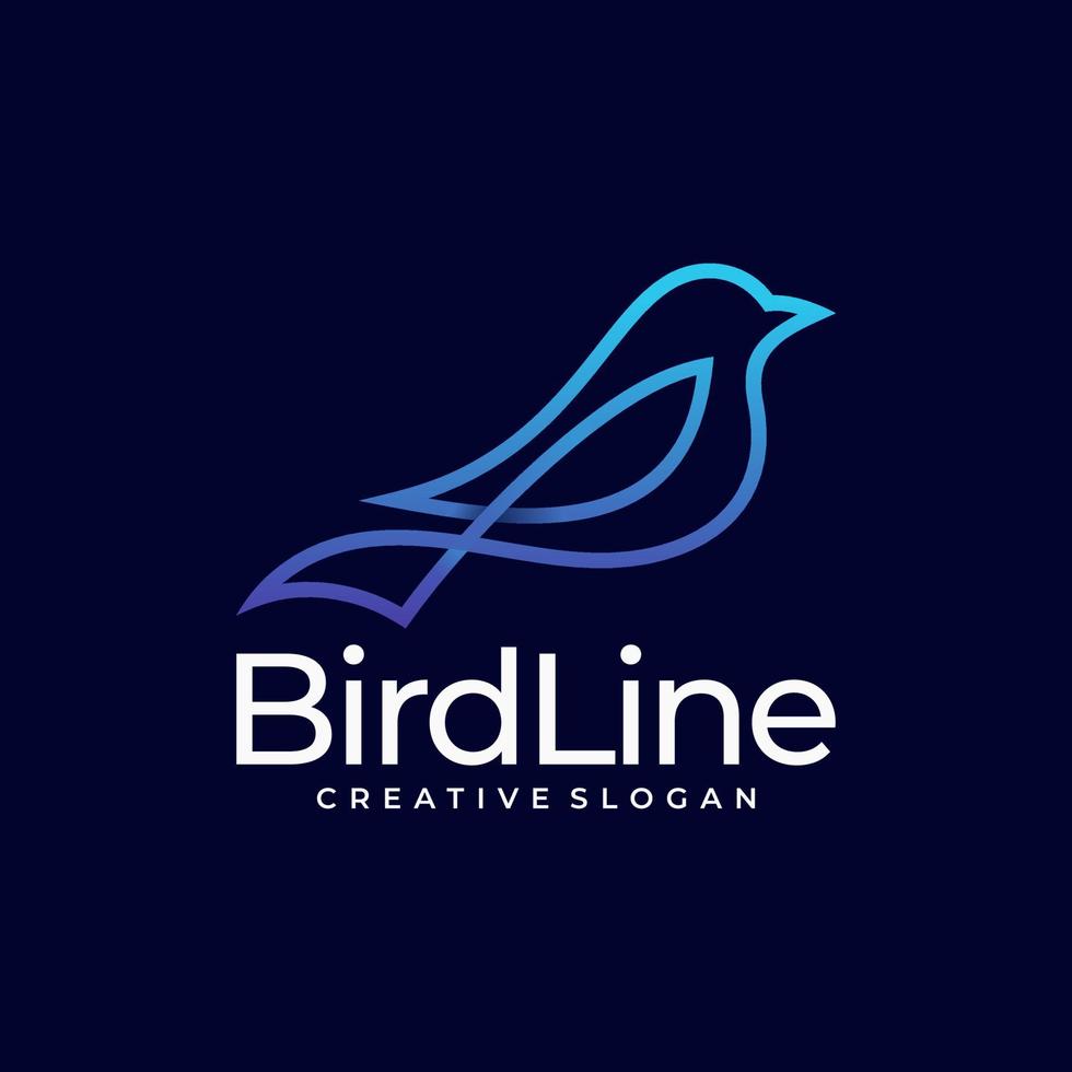 Bird Line Logo Design Vector Template