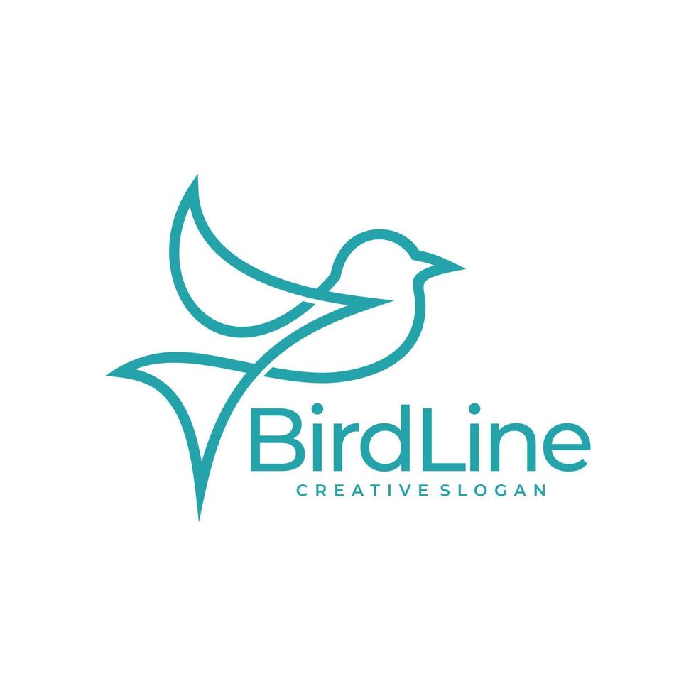 Bird Line Logo Design Vector Template