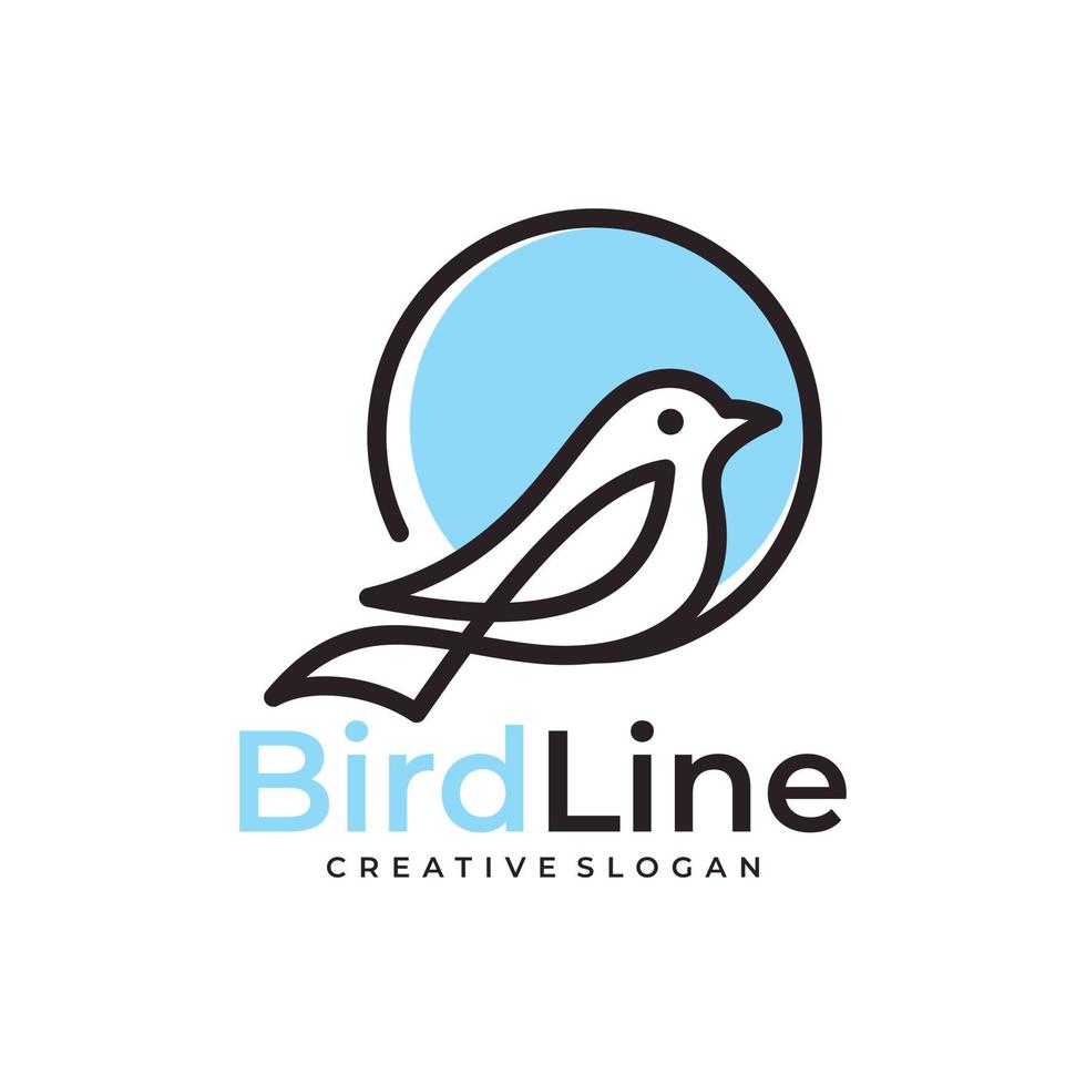 Bird Line Logo Design Vector Template