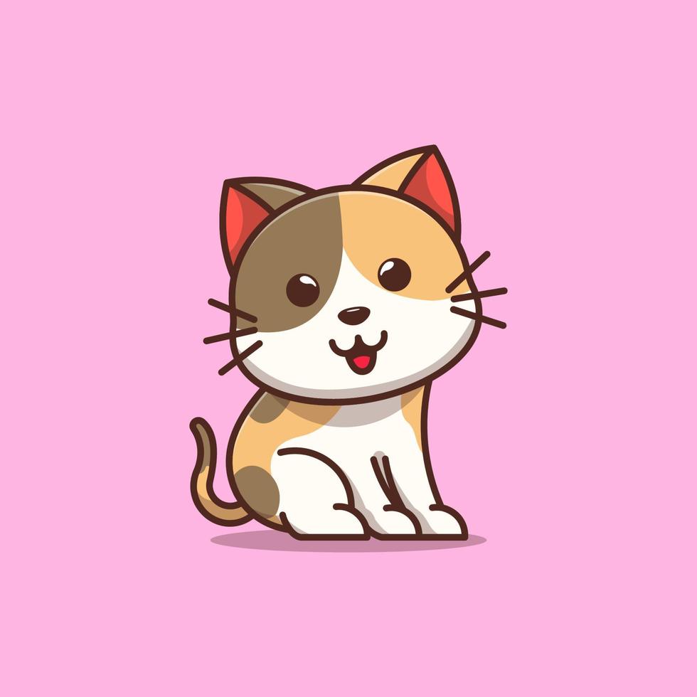 ilustración de icono de dibujos animados lindo gatito vector