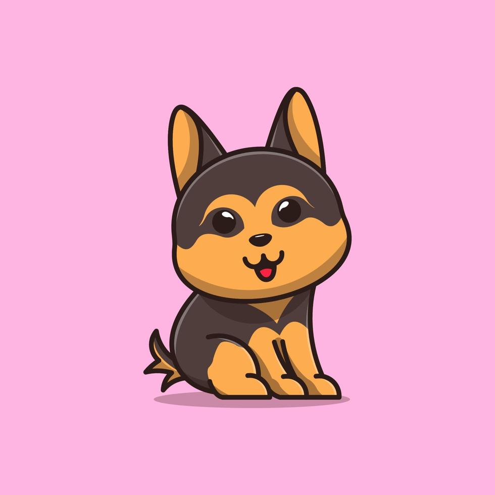 ilustración de icono de dibujos animados de cachorros de pastor alemán vector