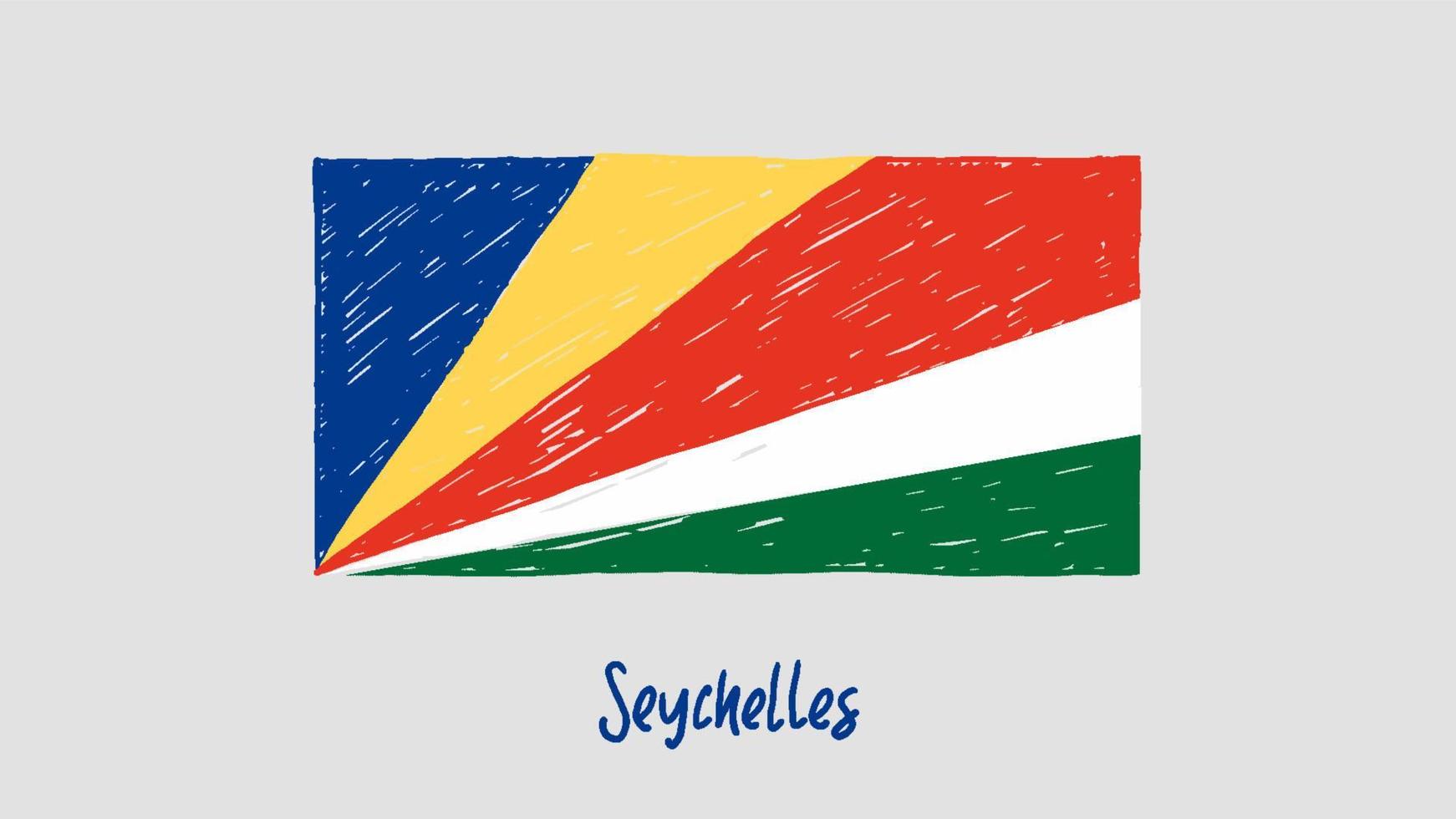 marcador de bandera de seychelles o vector de ilustración de dibujo a lápiz