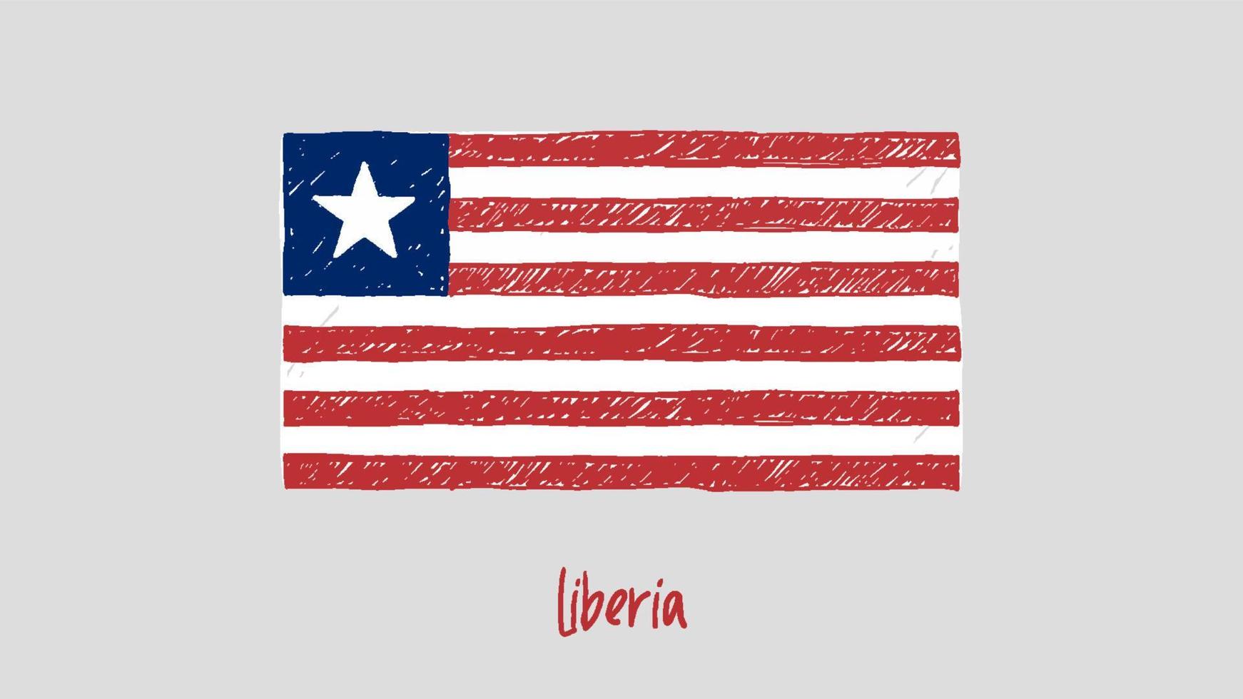 marcador de bandera de liberia o vector de ilustración de dibujo a lápiz