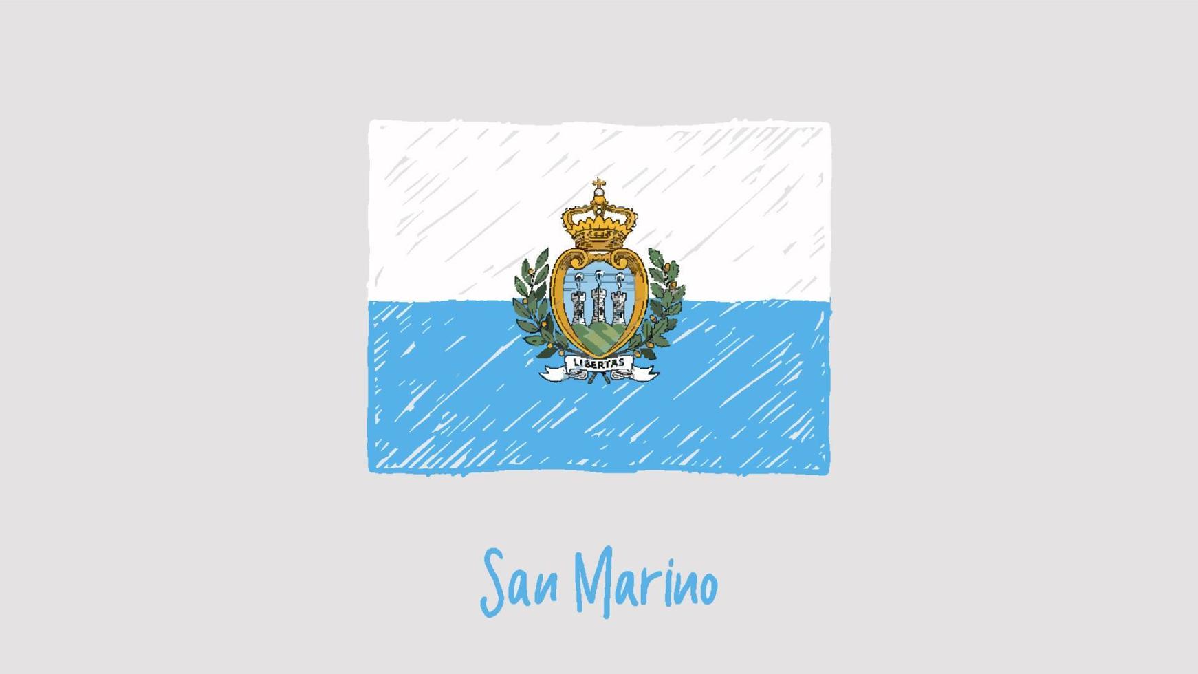 marcador de bandera de san marino o vector de ilustración de dibujo a lápiz