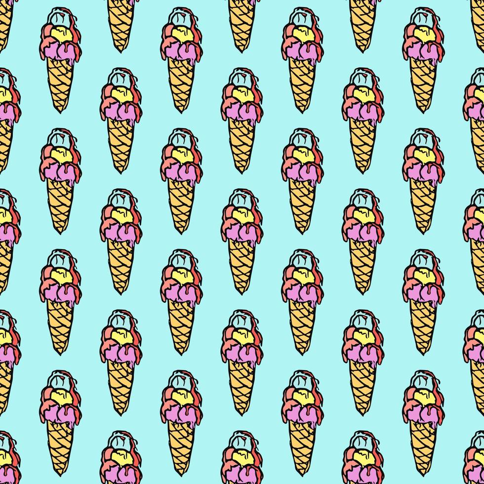 seamless ice cream pattern. vector doodle illustration with ice cream icon. pattern with ice cream