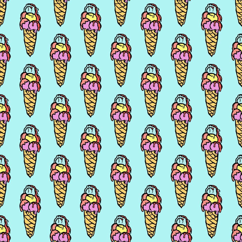 patrón de helado sin costuras. ilustración de fideos vectoriales con icono de helado. patrón con helado vector