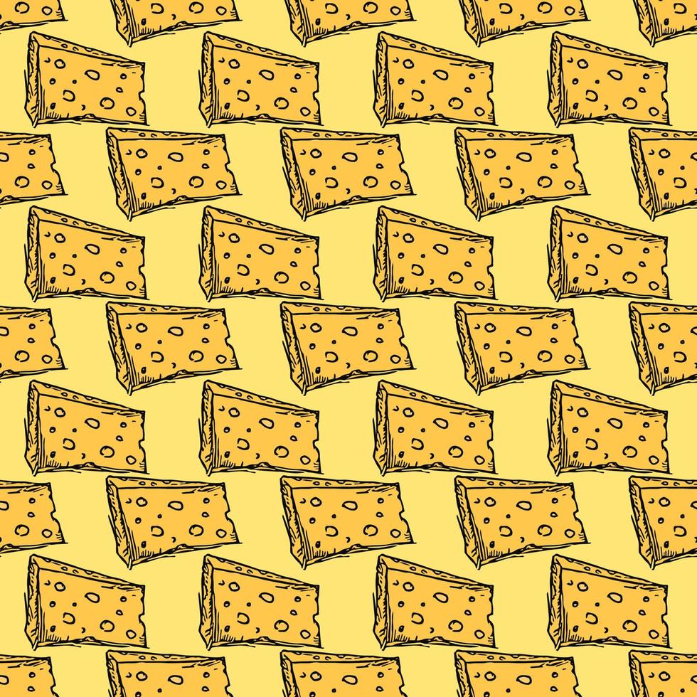 seamless cheese pattern. Doodle vector pattern with cheese icons. Colored cheese background