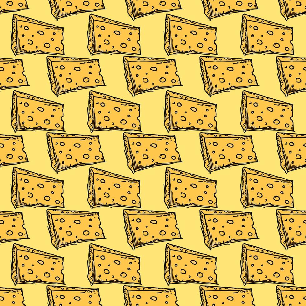 patrón de queso sin costuras. patrón de vector de fideos con iconos de queso. fondo de queso de color