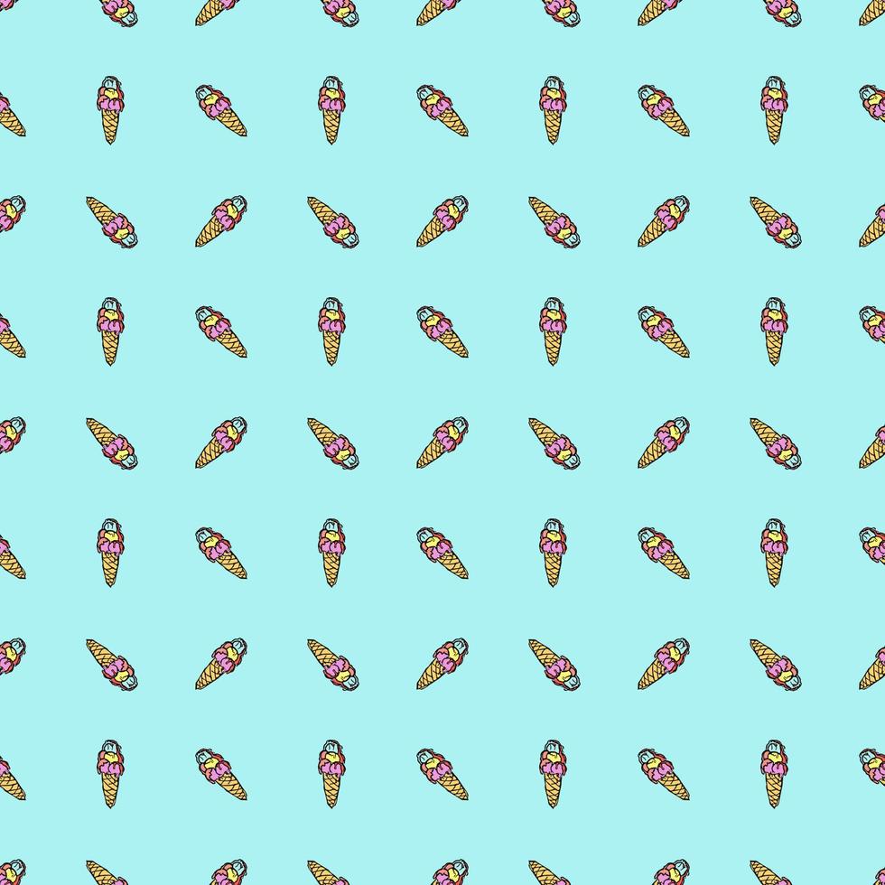 seamless ice cream pattern. vector doodle illustration with ice cream icon. pattern with ice cream