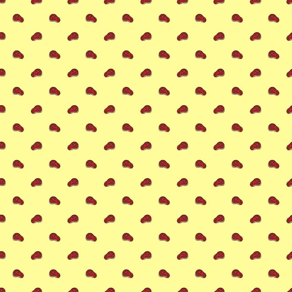 seamless steak pattern. vector doodle illustration with steak icon. pattern with meat