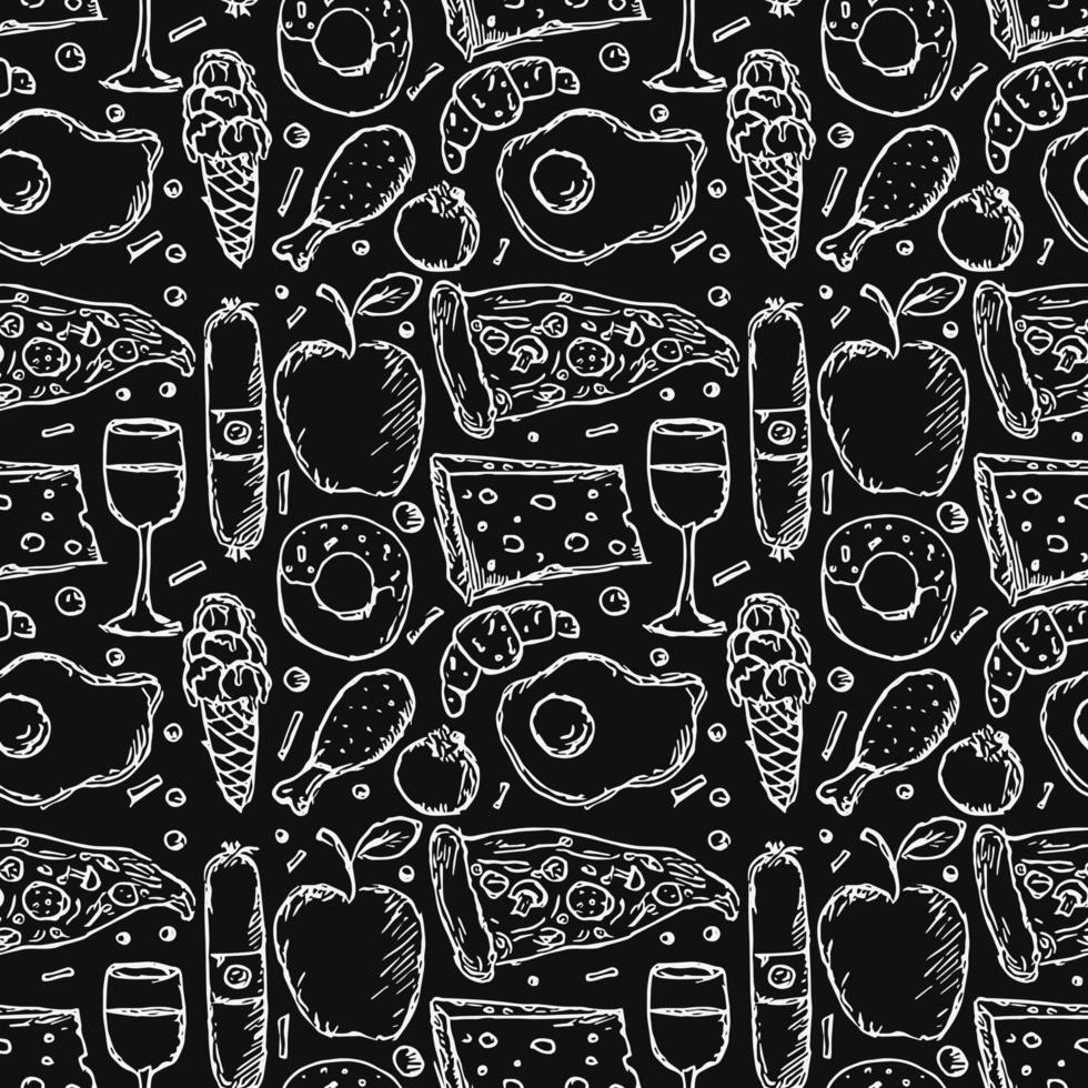 Seamless food pattern. Food background. Doodle vector illustration with food icon